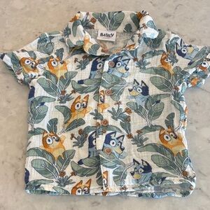 Bluey and Bingo Hawaiian print shirt